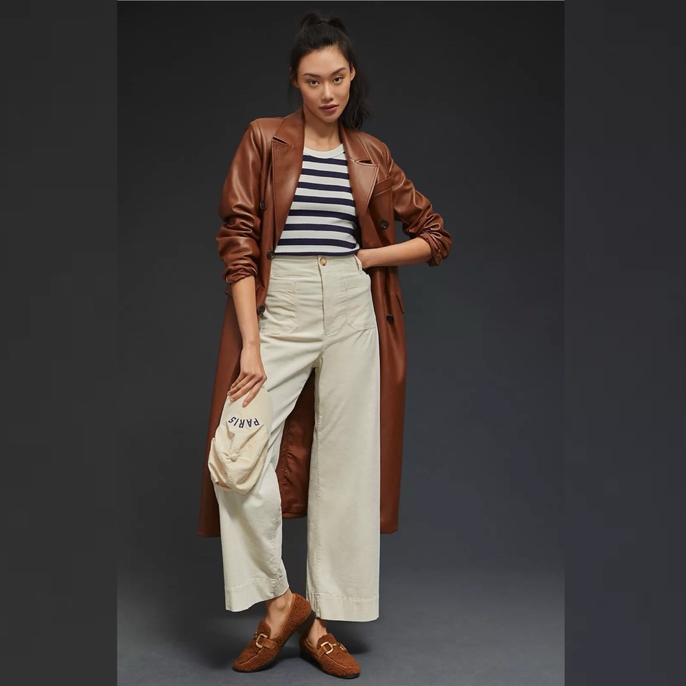 ANTHROPOLOGIE The Colette Cropped Wide-Leg Corduroy Pants by Maeve